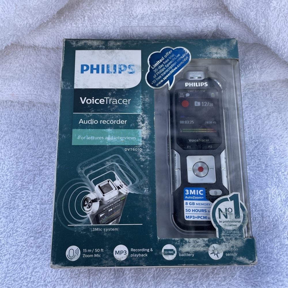 Philips Voice Tracer DVT6010, with 3 Mic Auto Zoom Recording New Old Stock